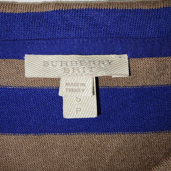 NWOT Burberry Brit Brown & Blue Striped Short Sleeve Knit Top Sz S - Picture 3 of 8